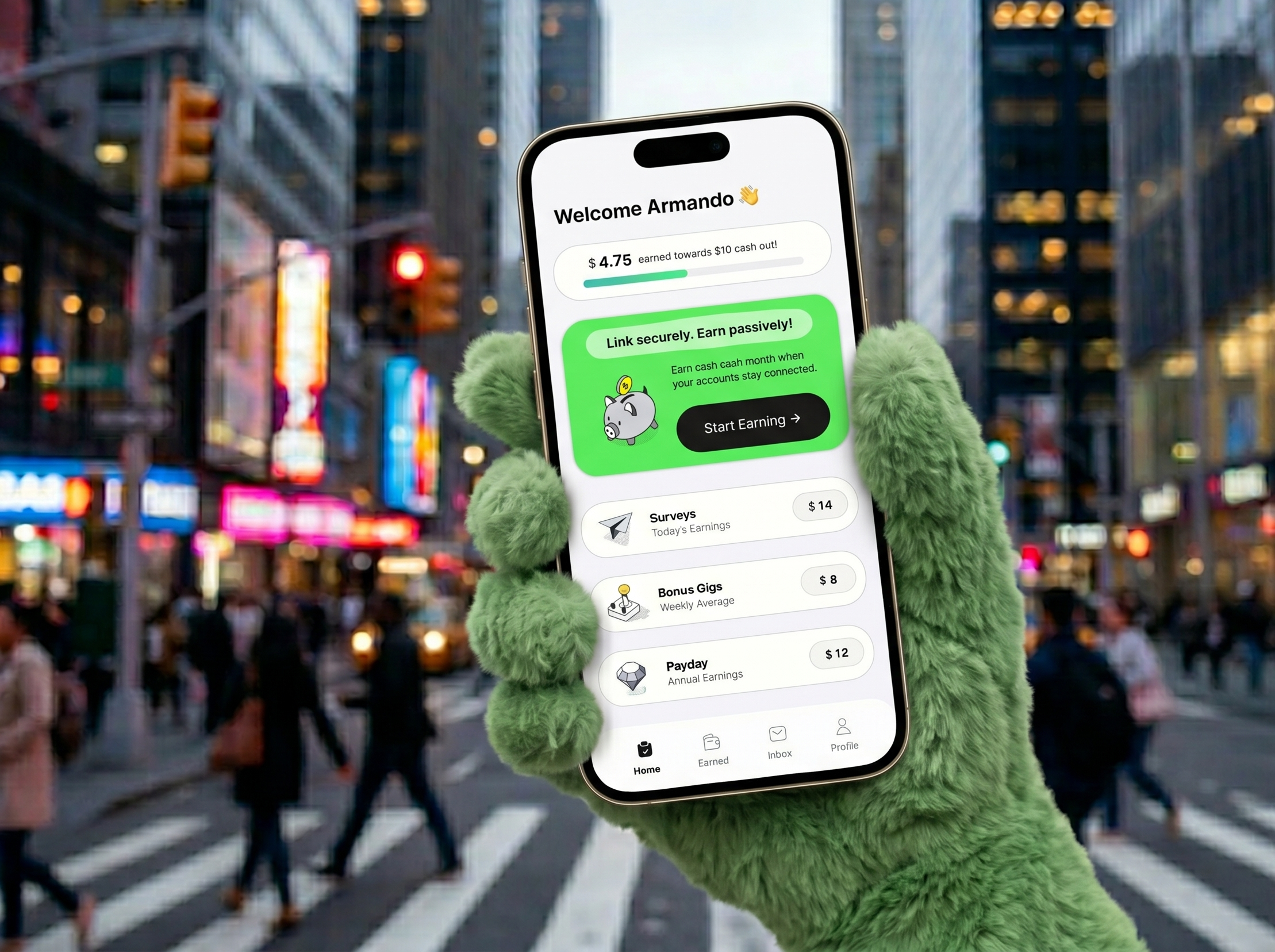 Surveys on The Go home screen in hand